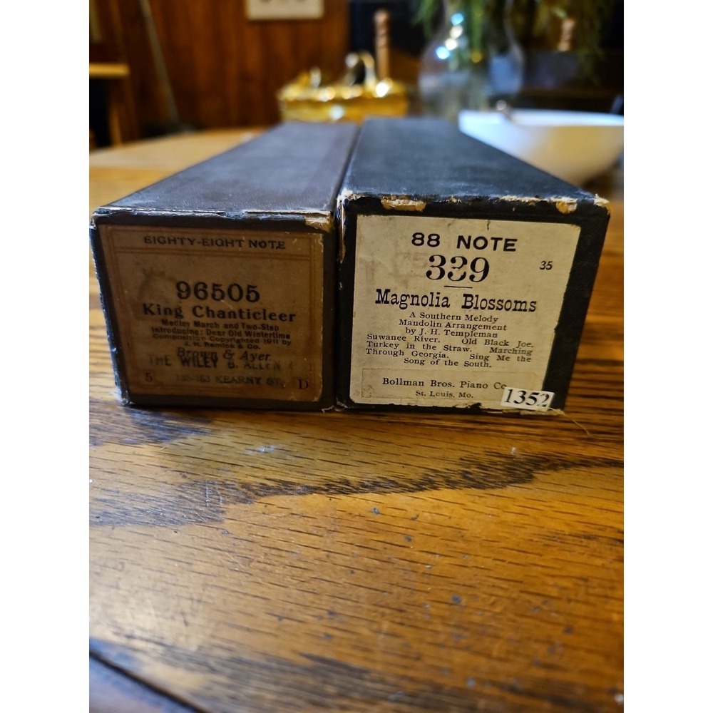 Lot of 2 Antique 88-NOTE Player Piano Rolls